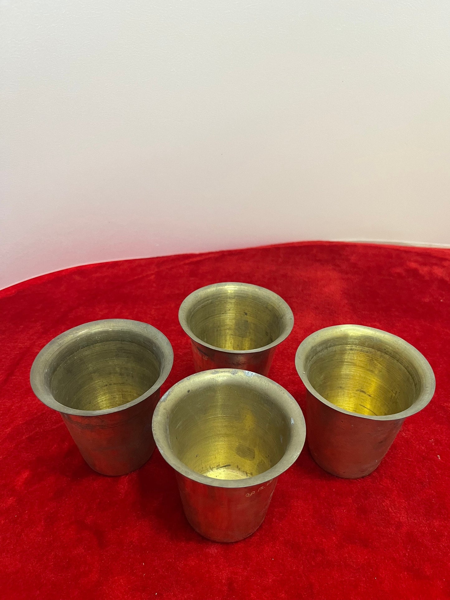 Vintage brass made set of 4 tumblers