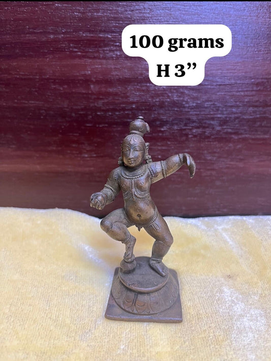 Vintage bronze idol of krishna