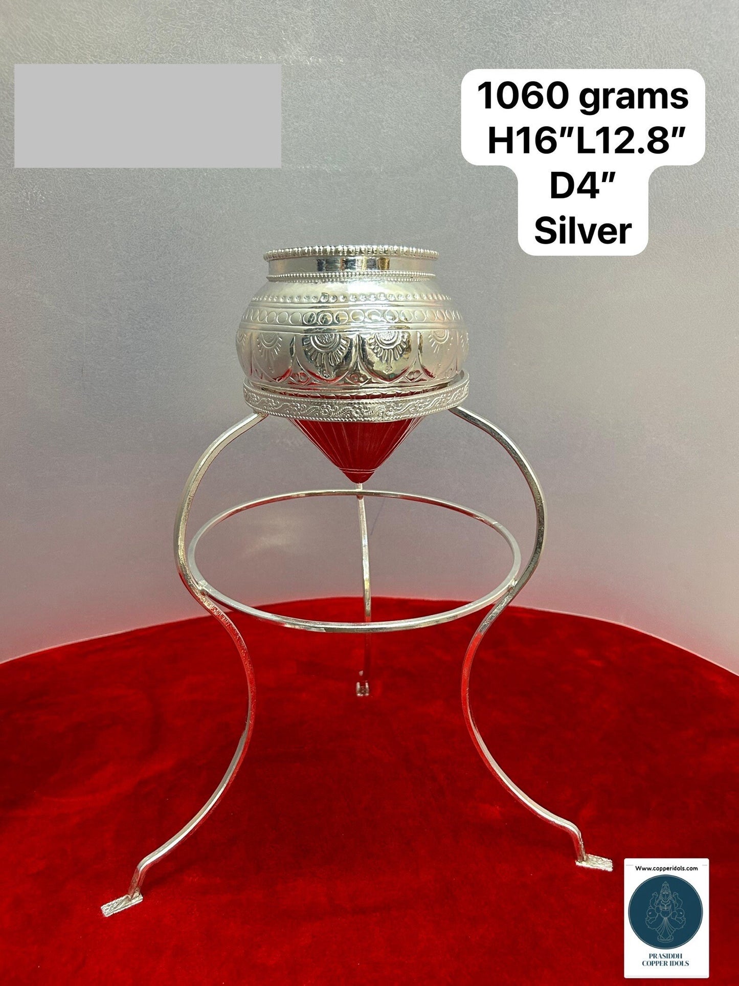 Silver handcrafted Dhara patra with stand for shiva linga abhisheka