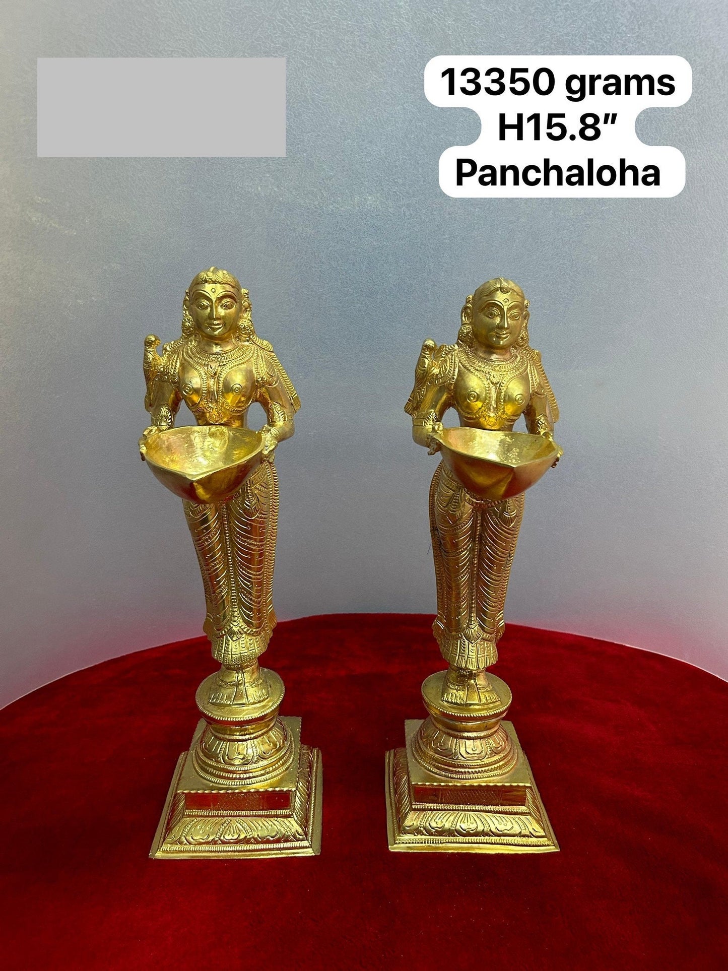 Prasiddh Copper Idols presents panchaloha idol of Deepa Mallis/ lady lamps traditional handcrafted (set of 2 )