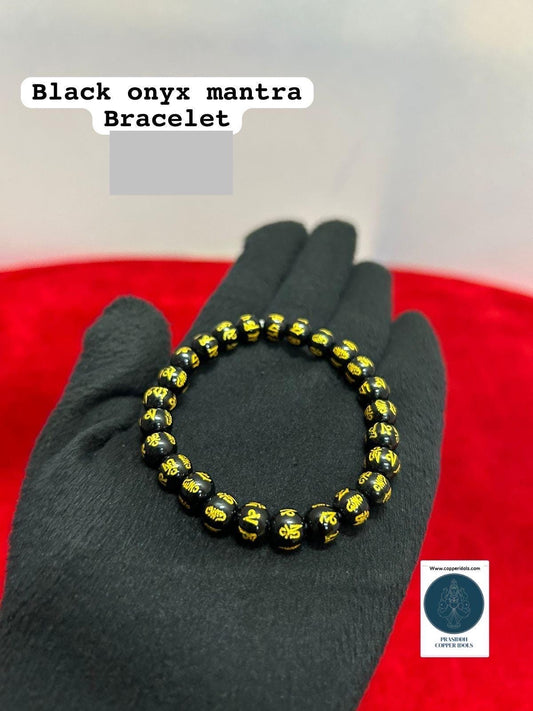 Prasiddh Crystal and Yantra - Angel 69 - presents Black Onyx Mantra Bracelet