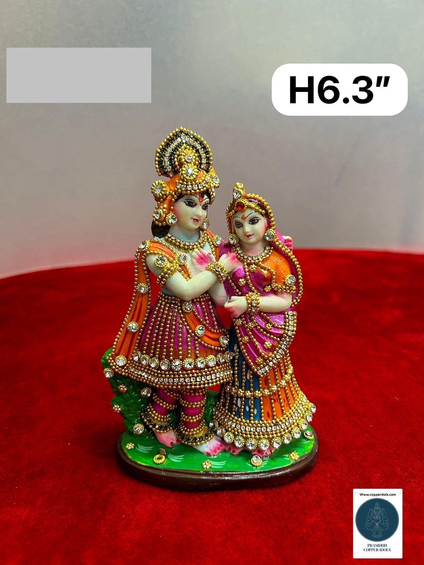 marble powder made radha Krishna with ornaments for decor /worship