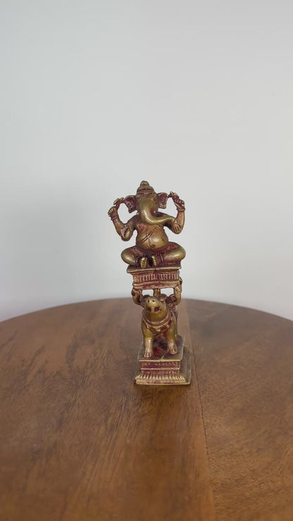 Lord Ganesha on Mooshika Vahana - Museum replicated copper idol