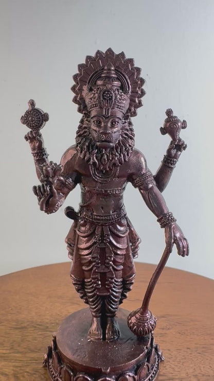 Standing Narasimha Swamy - Prasiddh idols presents Copper Made Polished idol