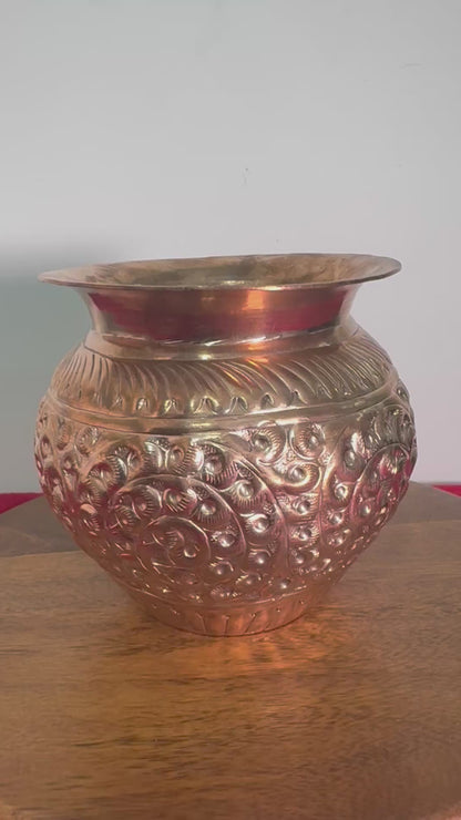 Copper Kalasa - Prasiddh idols presents handcrafted copper made hammered pot