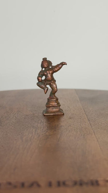Miniature butter ball krishna - museum replicated copper idol